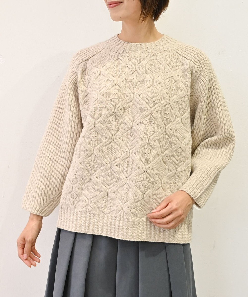 muuc 〈上質なシェットランドウール＆カシミヤ〉〈5種類の模様編み〉パッチワーク柄ケーブル模様編みセーター 