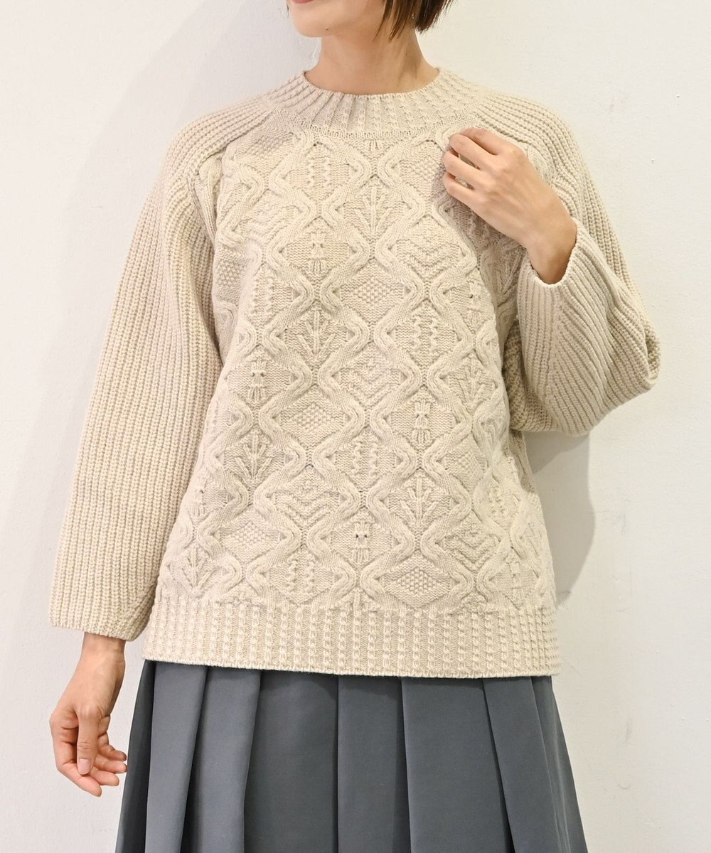 muuc 〈上質なシェットランドウール＆カシミヤ〉〈5種類の模様編み〉パッチワーク柄ケーブル模様編みセーター 