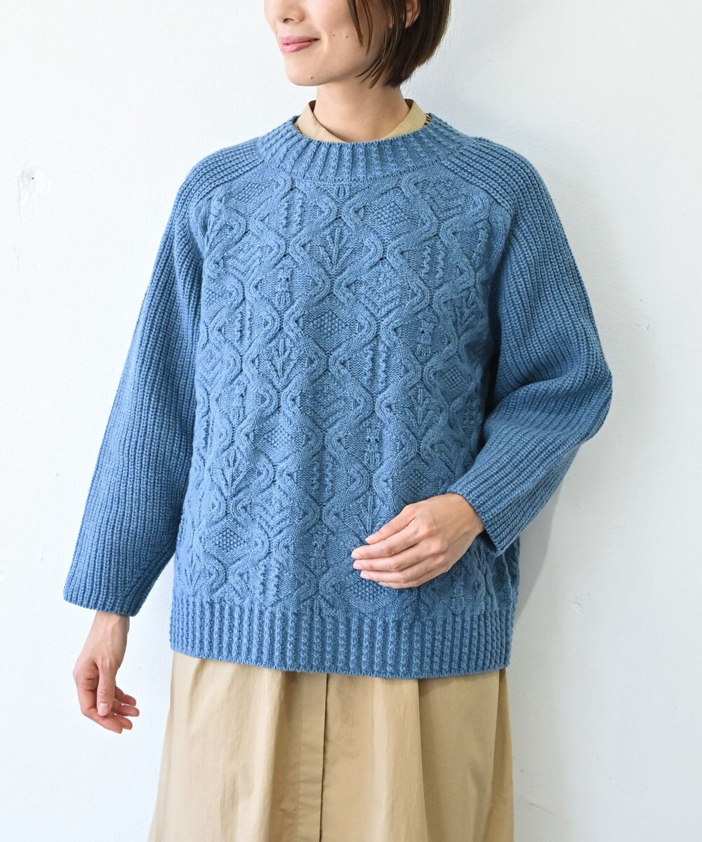 muuc 〈上質なシェットランドウール＆カシミヤ〉〈5種類の模様編み〉パッチワーク柄ケーブル模様編みセーター 