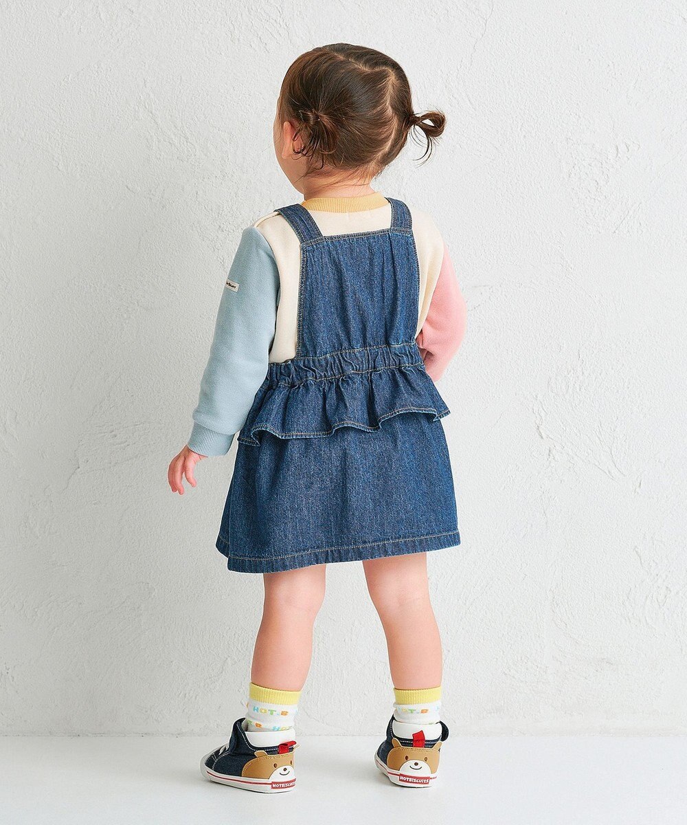 MIKI HOUSE HOT BISCUITS 【70-110cm】ワンポイント 6オンスデニム ジャンパースカート 