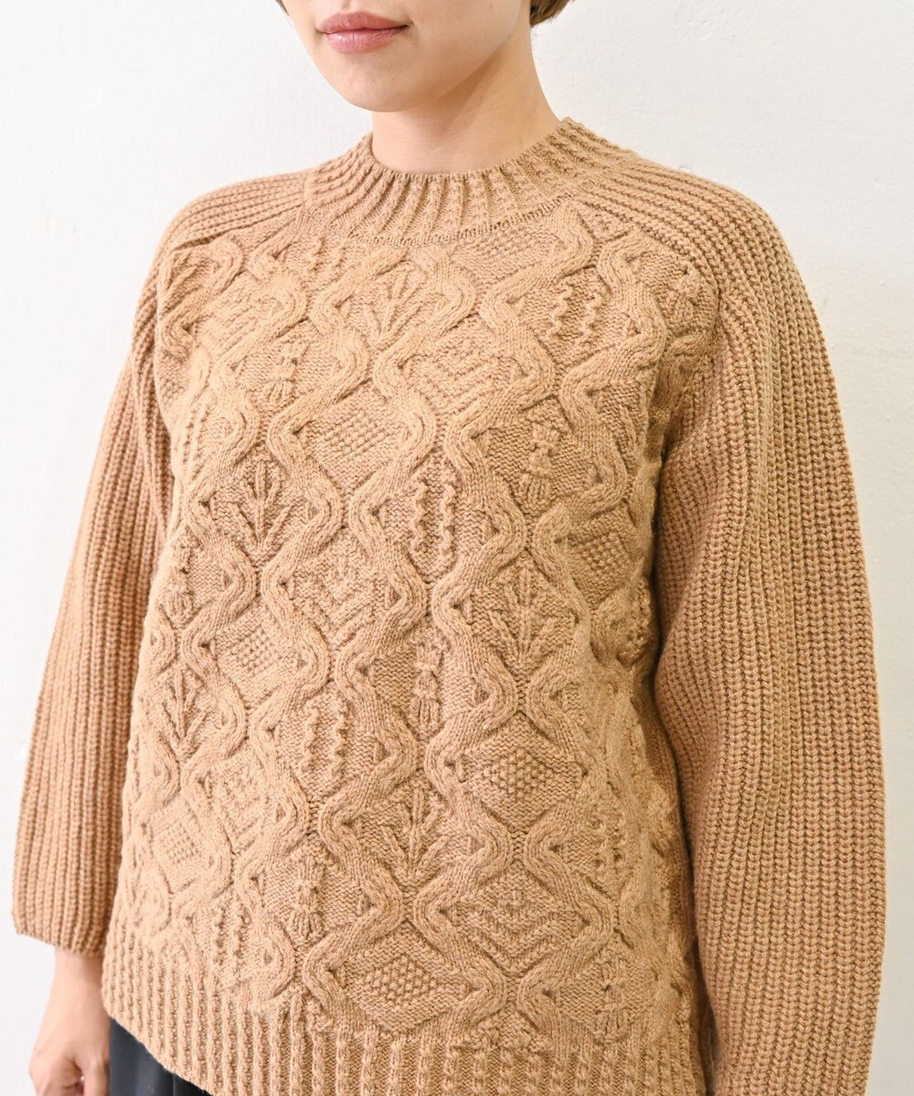 muuc 〈上質なシェットランドウール＆カシミヤ〉〈5種類の模様編み〉パッチワーク柄ケーブル模様編みセーター 