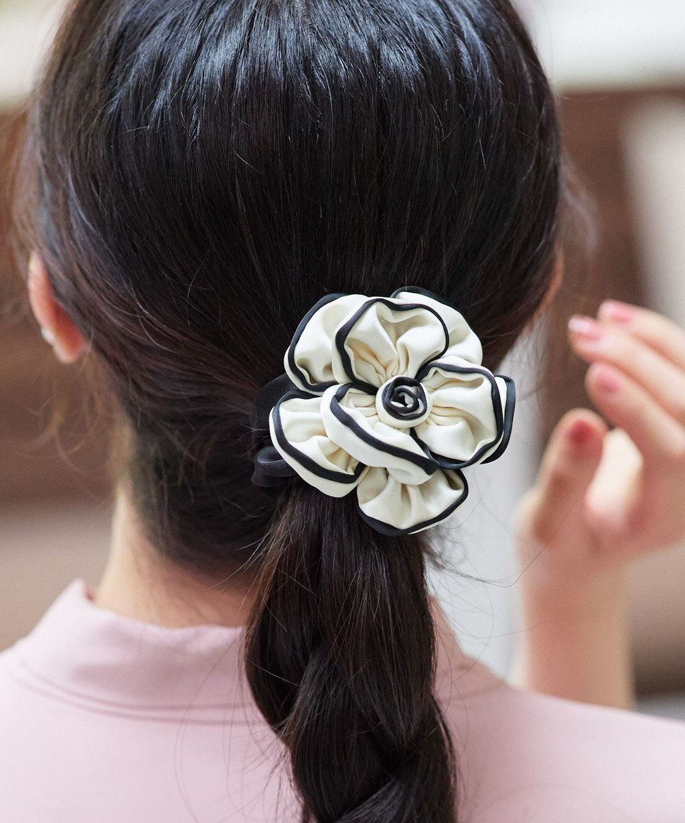 Tiaclasse 配色パイピングフラワーヘアゴム 