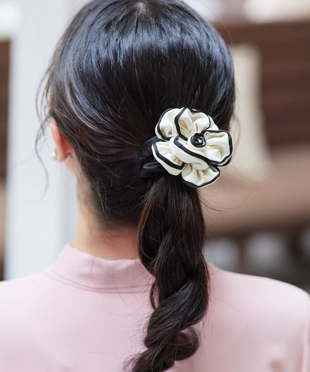 Tiaclasse 配色パイピングフラワーヘアゴム 