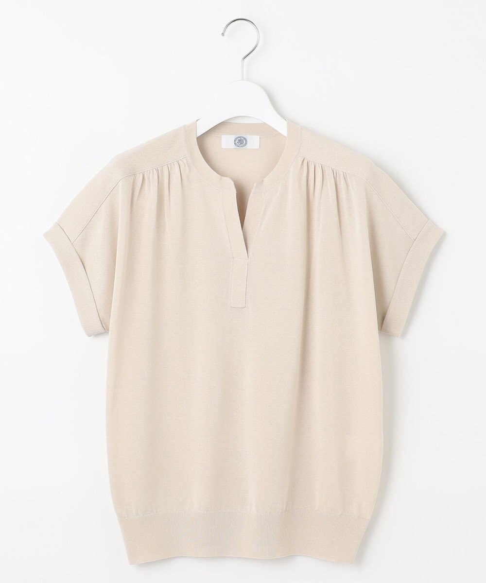 J.PRESS LADIES 【洗える・抗菌防臭】コットンアセテート バンドカラー ニット 