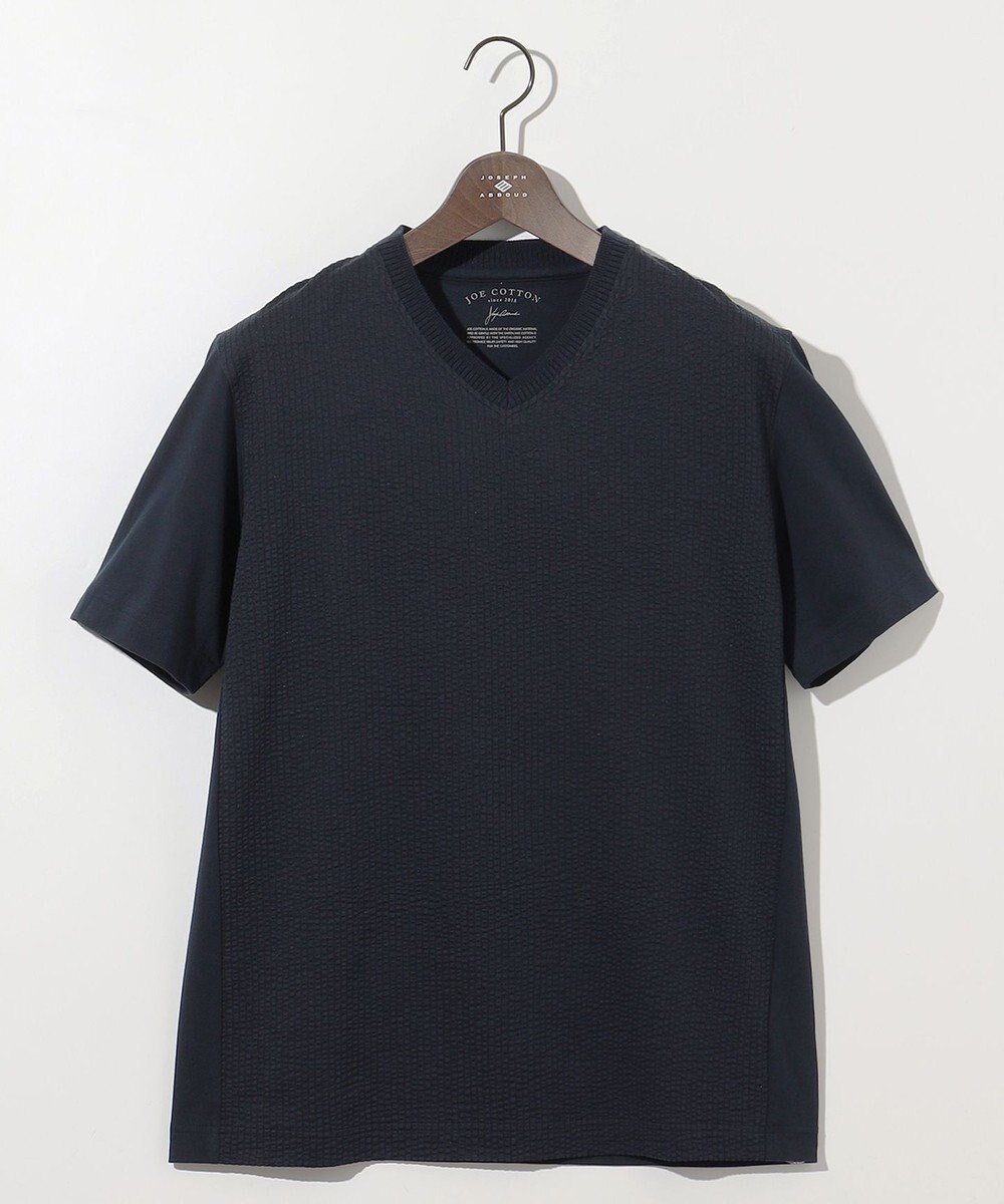JOSEPH ABBOUD 【オーガニックコットン使用・日本製】JOEコットンサッカー Vネック Tシャツ 