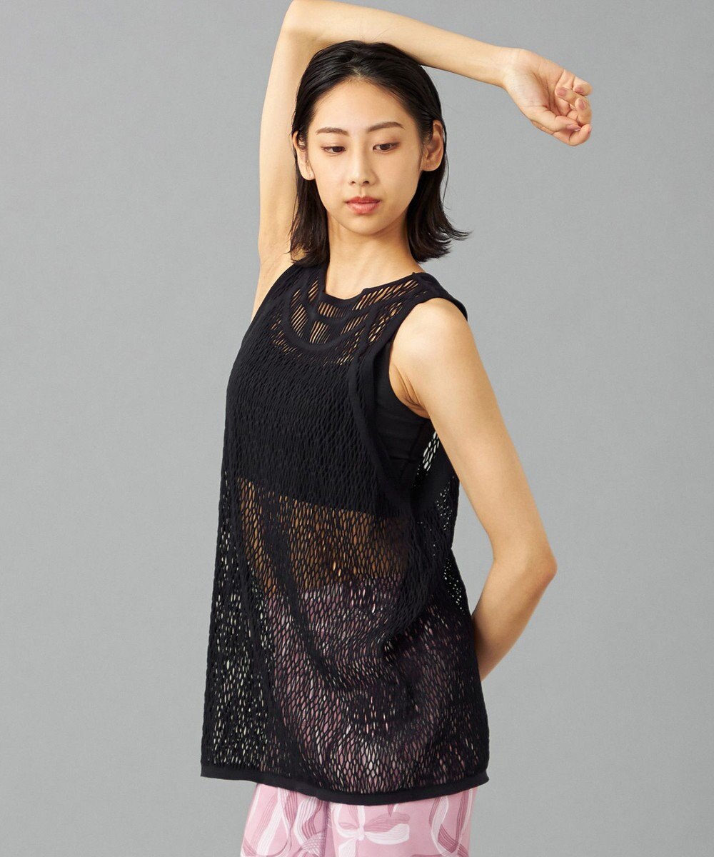 Chacott 【ノーソーイングニット】ランダムメッシュニットタンクトップ 