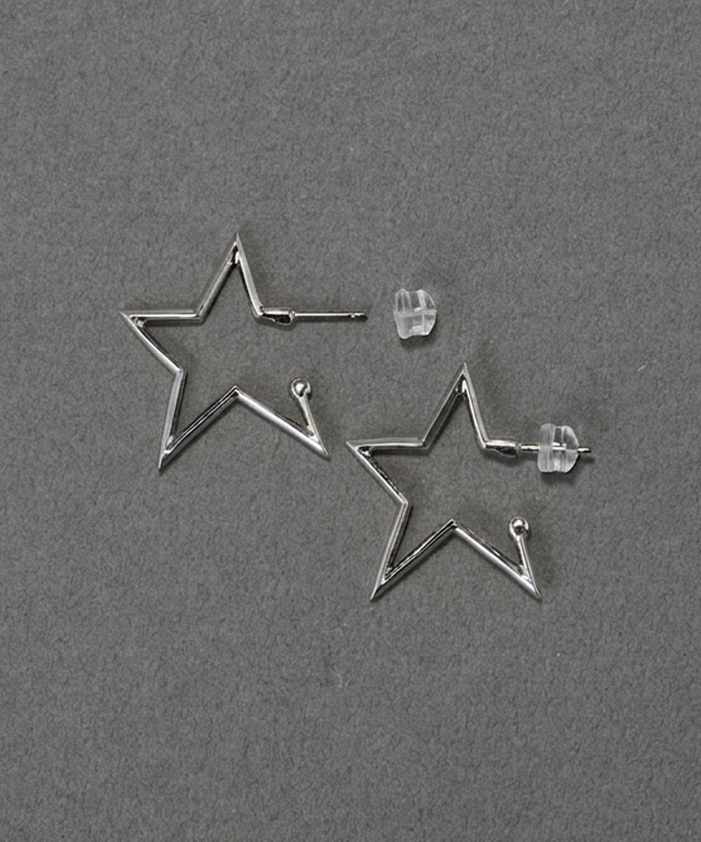 Phoebe 〈金属アレルギー対応〉スターフープピアス　シルバー/ニッケルフリー 