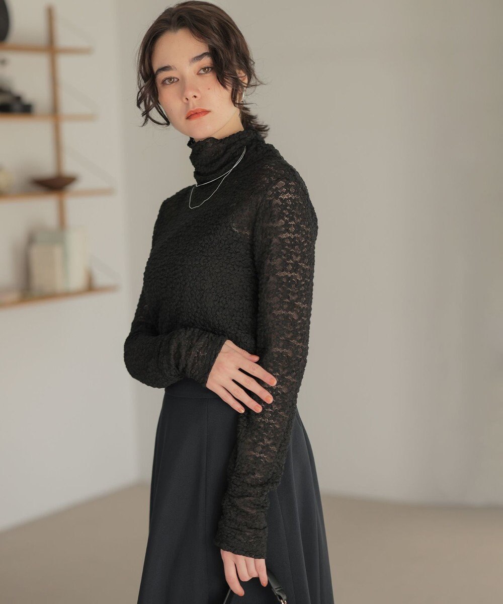 組曲 【WEB限定】フラワーチュールタートルネック カットソー 