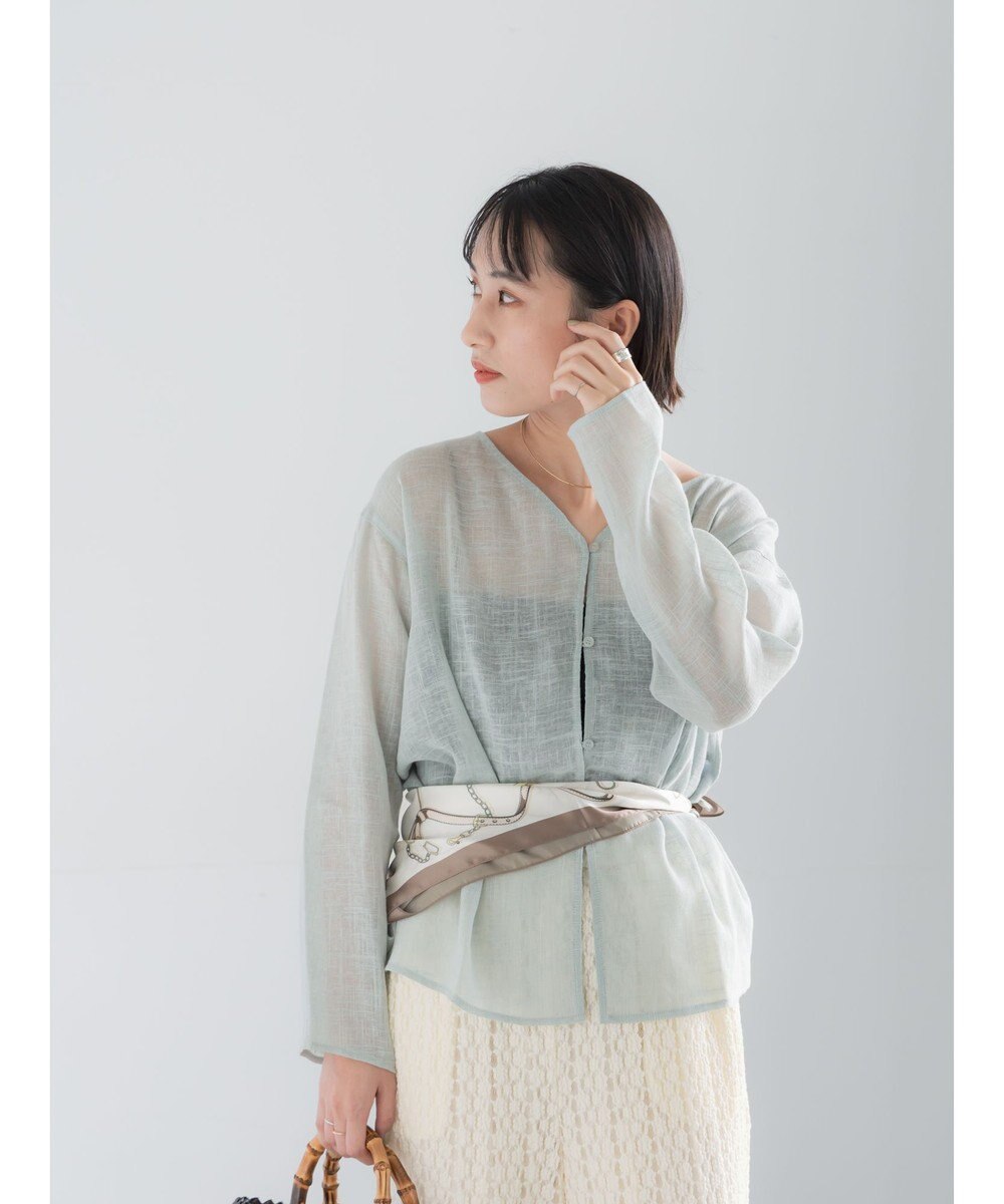 Te chichi レーヨンリネンメッシュシャツ 