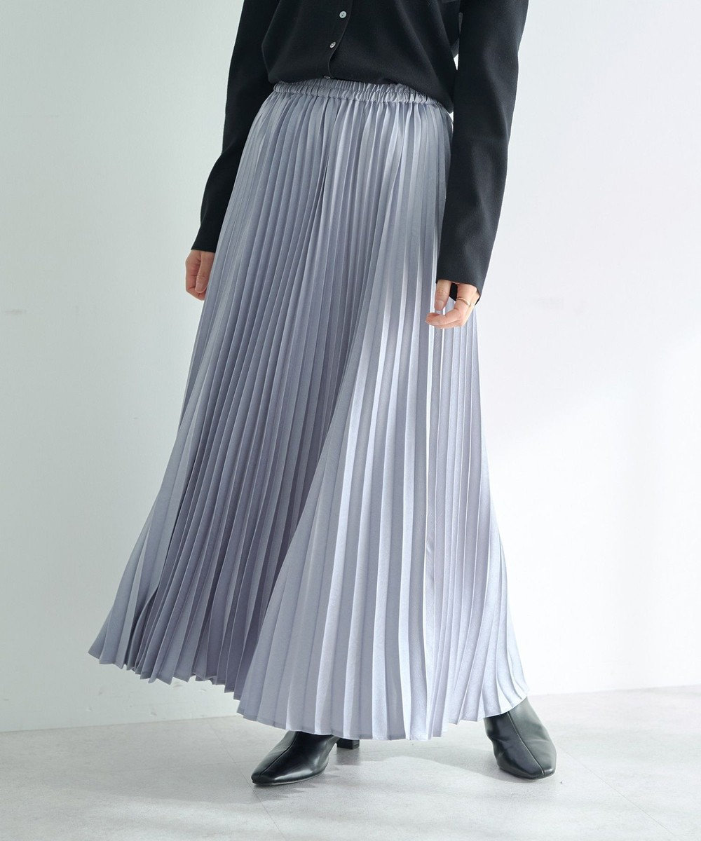 YECCA VECCA サテンプリーツスカート 