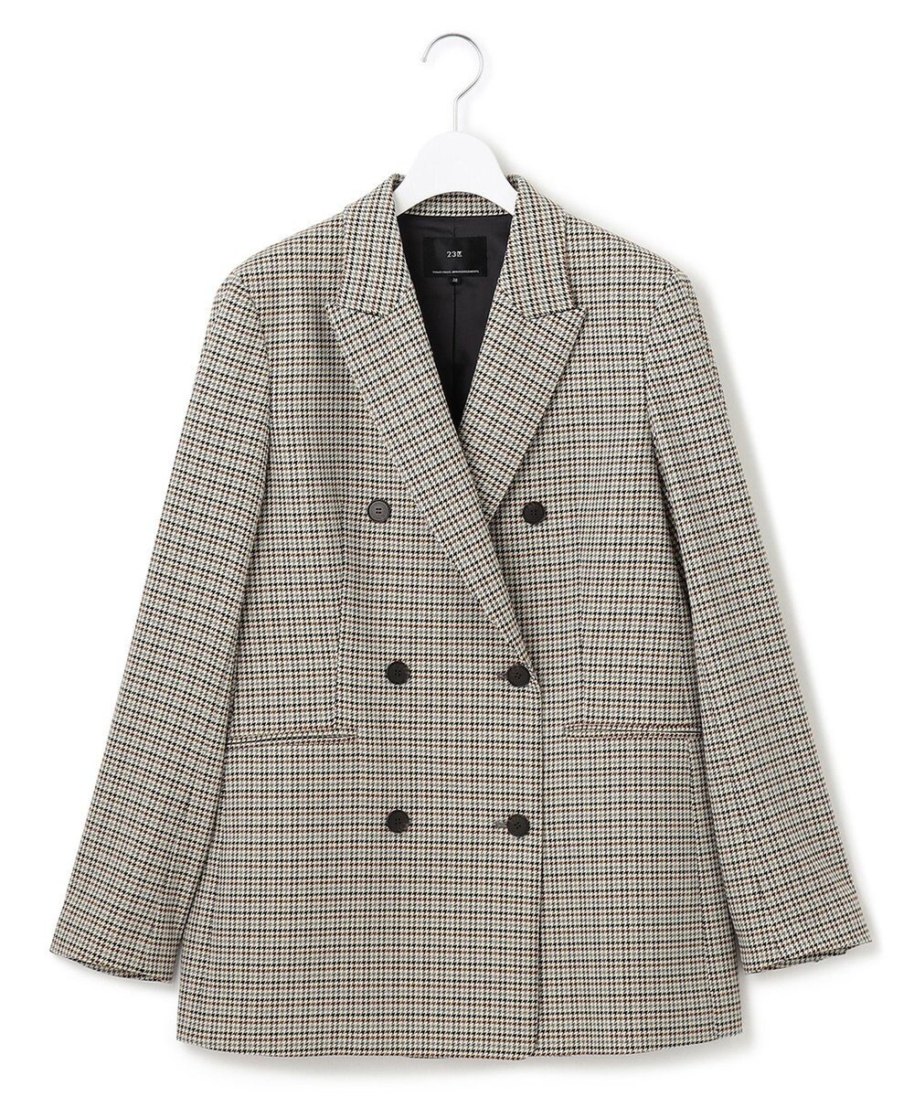 23区 S ガンクラブチェックストレッチ ジャケット 