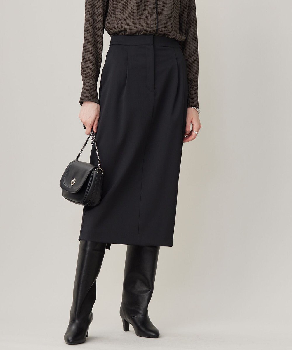 ICB L 【洗える】T/Wベネシャンストレッチ カーブスカート 