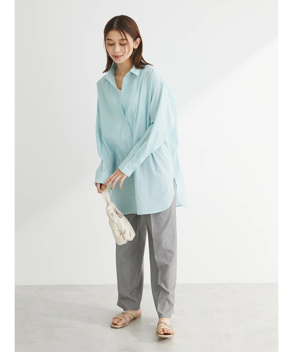 Green Parks 綿麻混タブ付オーバーサイズシャツチュニック 