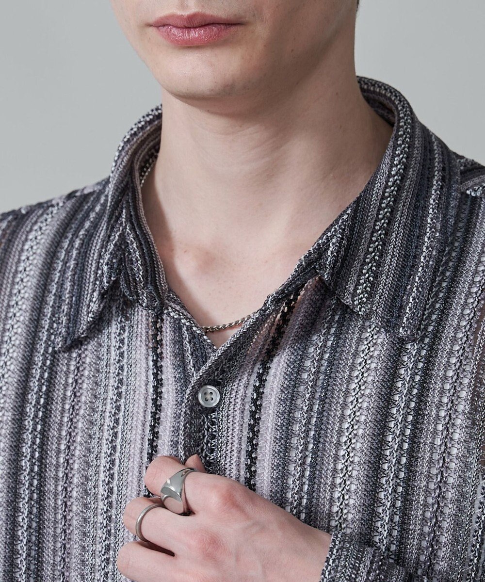 WEGO ストライプメッシュBIGシャツ（LS） 