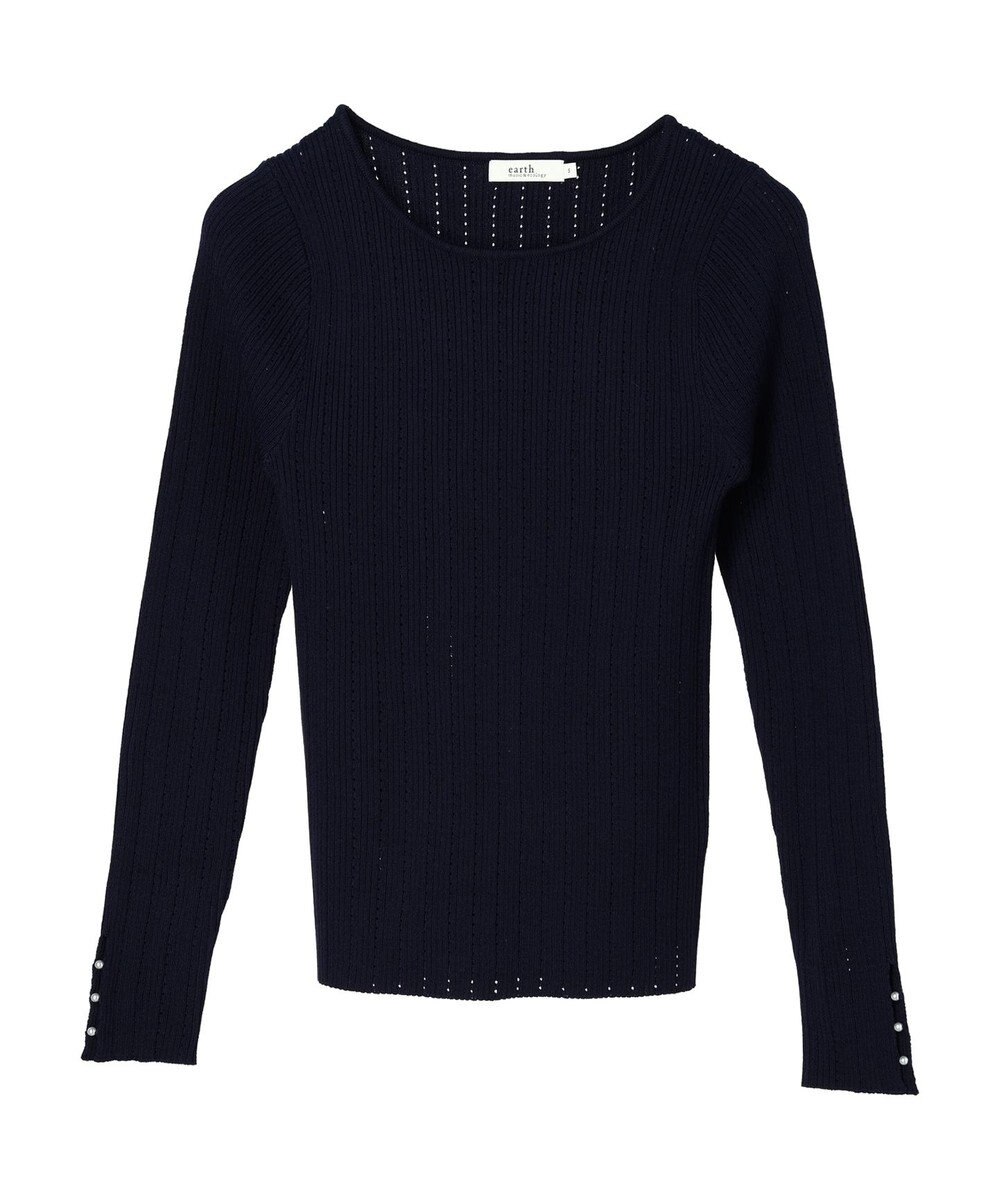 earth music&ecology ランダムリブパールニットプルオーバー 