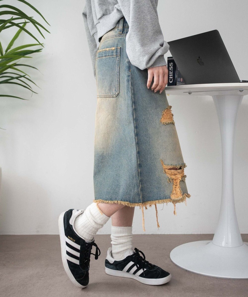 WEGO 【SMサイズ展開】ヴィンテージウォッシュダメージバギーハーフパンツ 