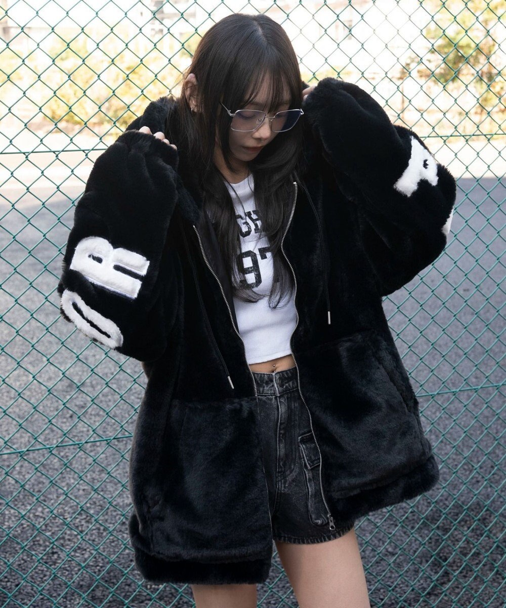 WEGO 【ユニセックス着用ITEM/MLサイズ展開】エコファーグラフィックブルゾン 