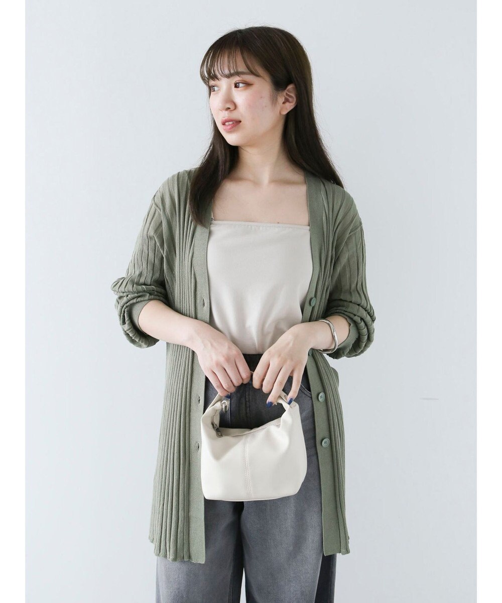 Green Parks 推しニット　リブ編みミドル丈カーディガン 