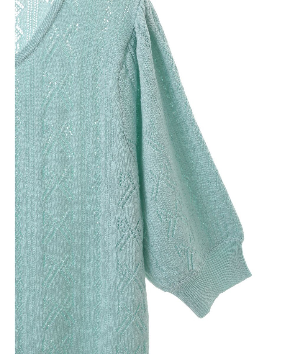 earth music&ecology リボン柄透かし編みニットカーディガン 