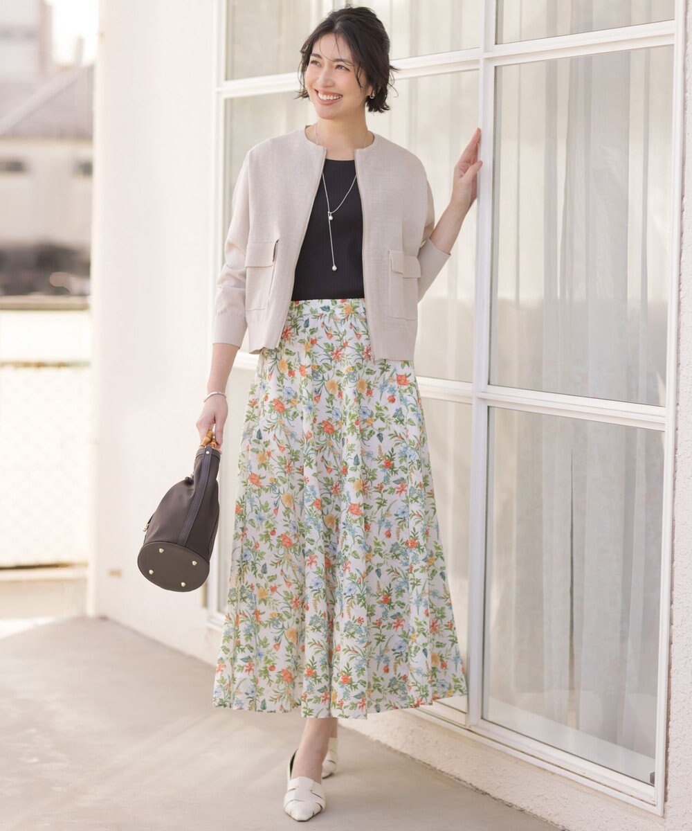 J.PRESS LADIES L LINEN COTTON BLEND ニット ブルゾン 