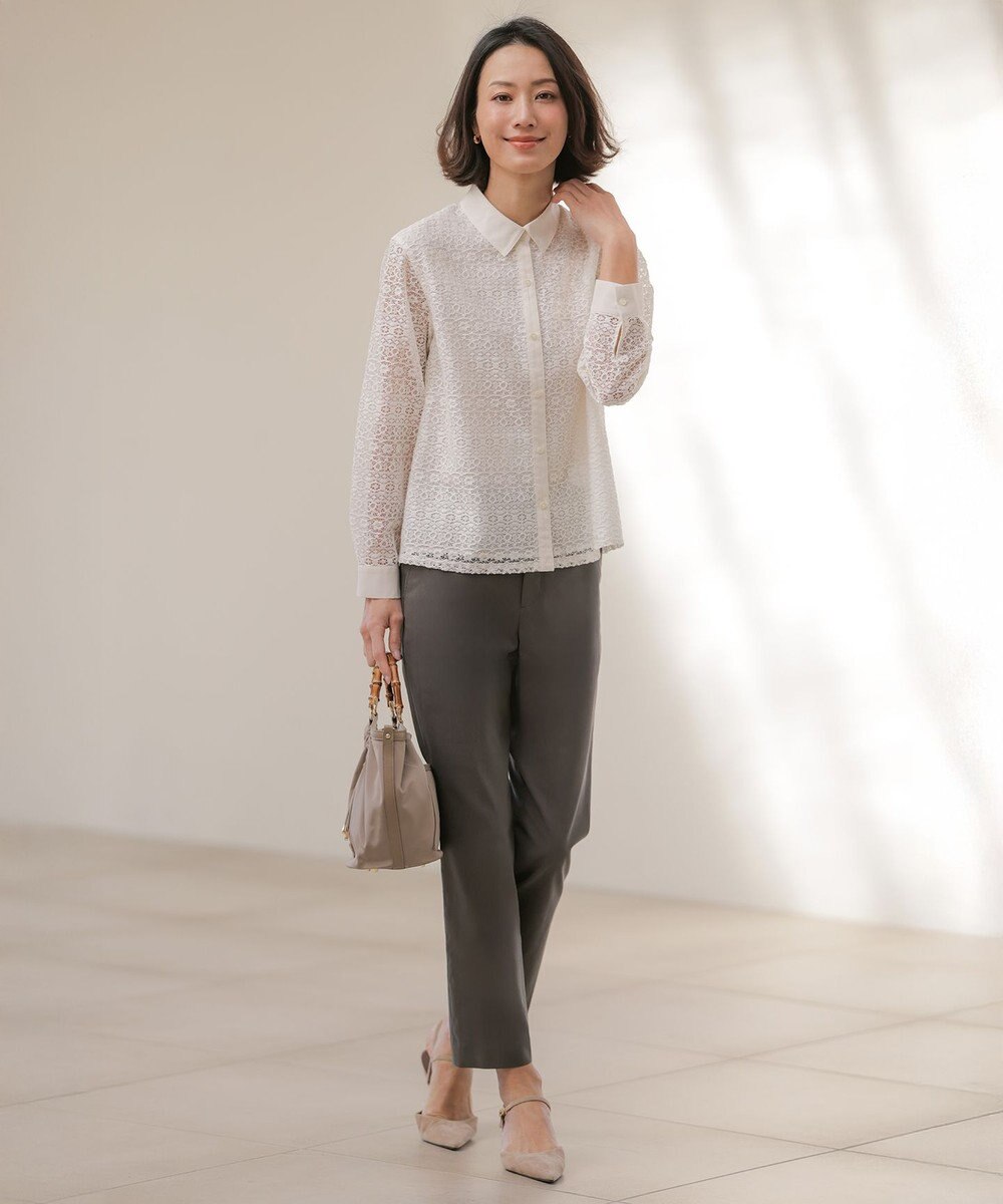 J.PRESS LADIES ジオメトリックレース ブラウス 