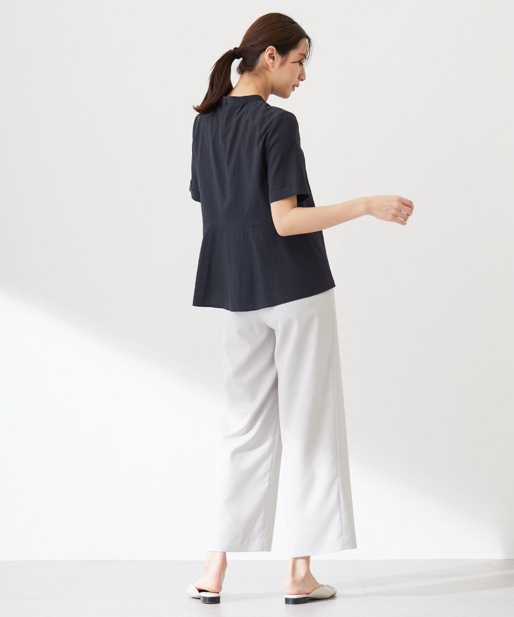 J.PRESS LADIES 【洗える】アセテートレーヨンコットンチェック ペプラム ブラウス 