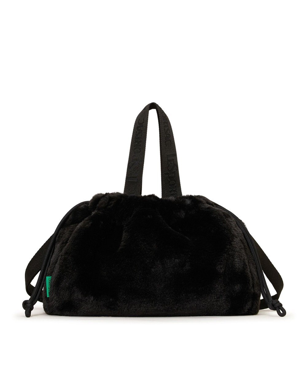LeSportsac FUR DRAWSTRING TOTE/ブラックフラッフィーファー 