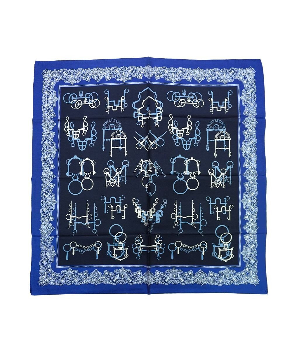 Marca ＜秋の新作＞【Marcaオリジナル】馬具＆ペイズリー 小判 シルクツイル スカーフ 