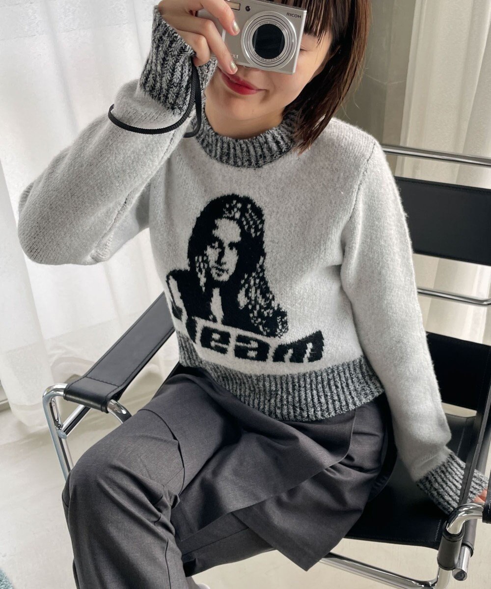 WEGO フラッフィーグラフィックちびニット 