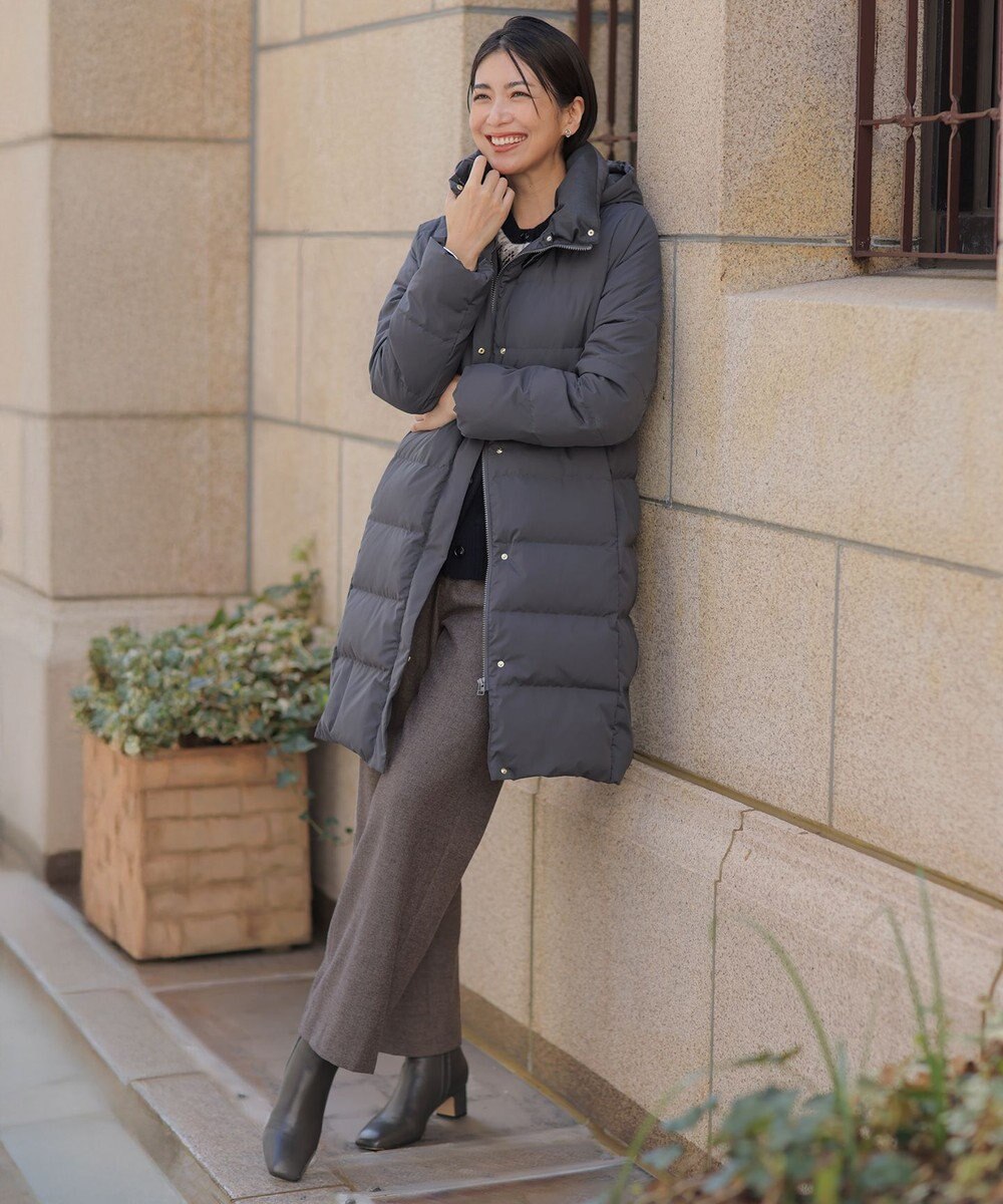 J.PRESS LADIES 【洗える・2way】タフタダウン ロング丈 コート 