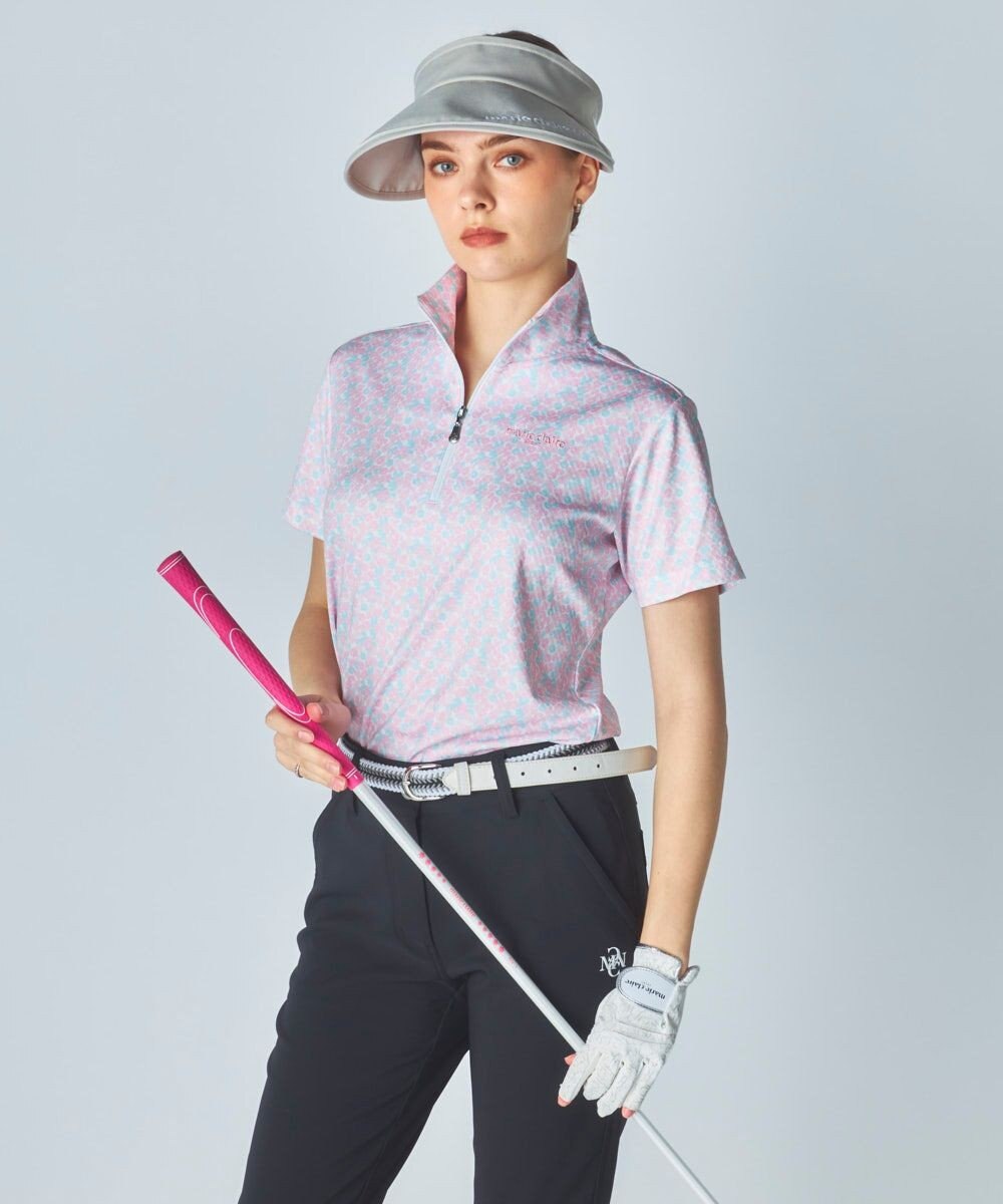 FILA GOLF／marie claire 【Marie claire sports】小花柄ハーフジップ半袖シャツ 