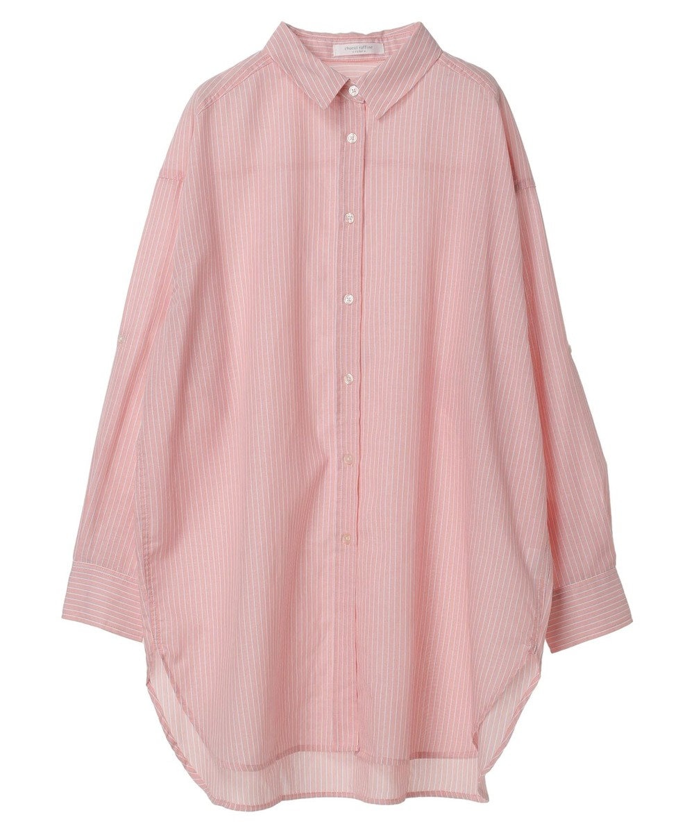 Green Parks 綿麻混タブ付オーバーサイズシャツチュニック 