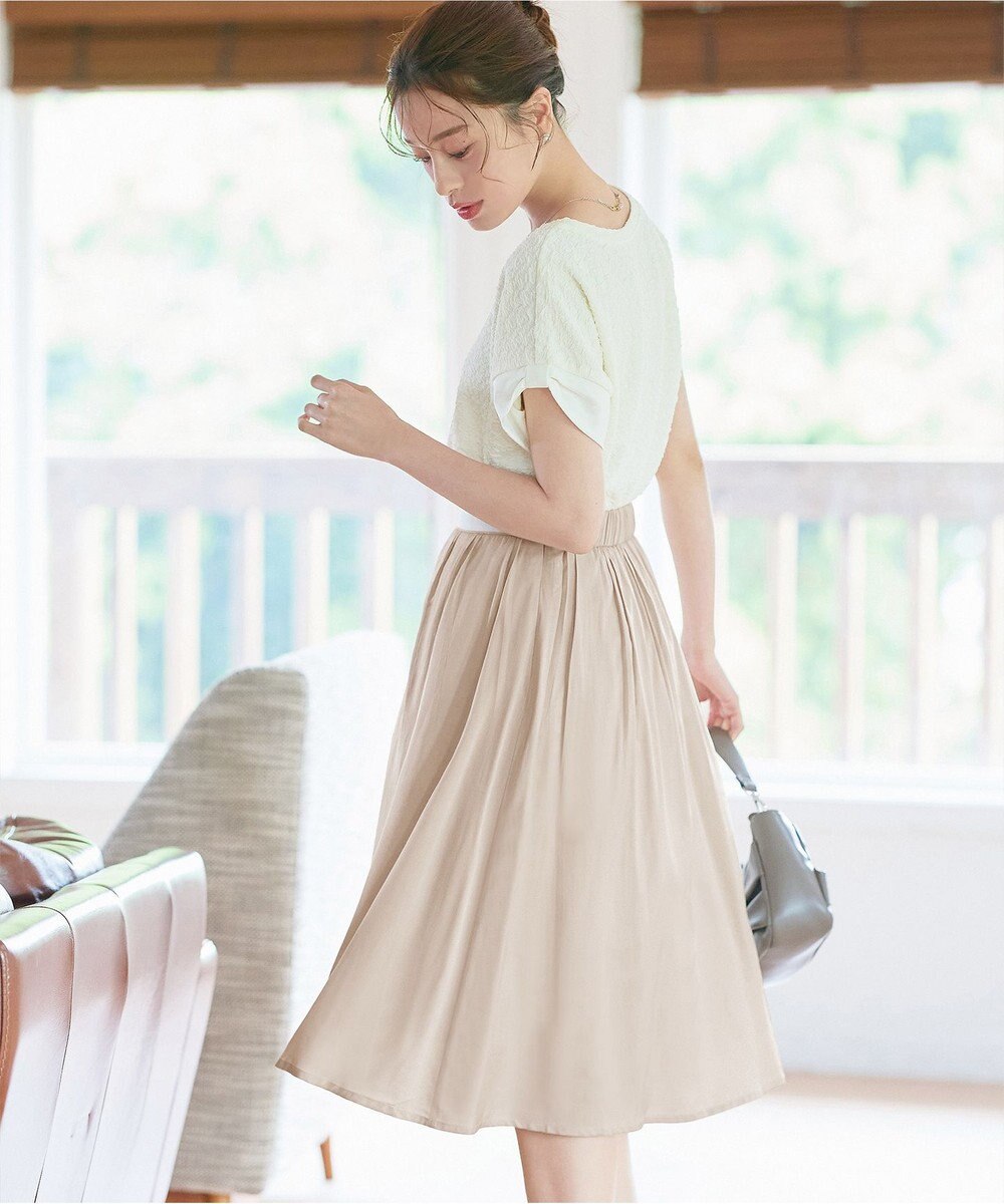 Tiaclasse 【洗える】ふくれジャカードカフス付きカットソー 