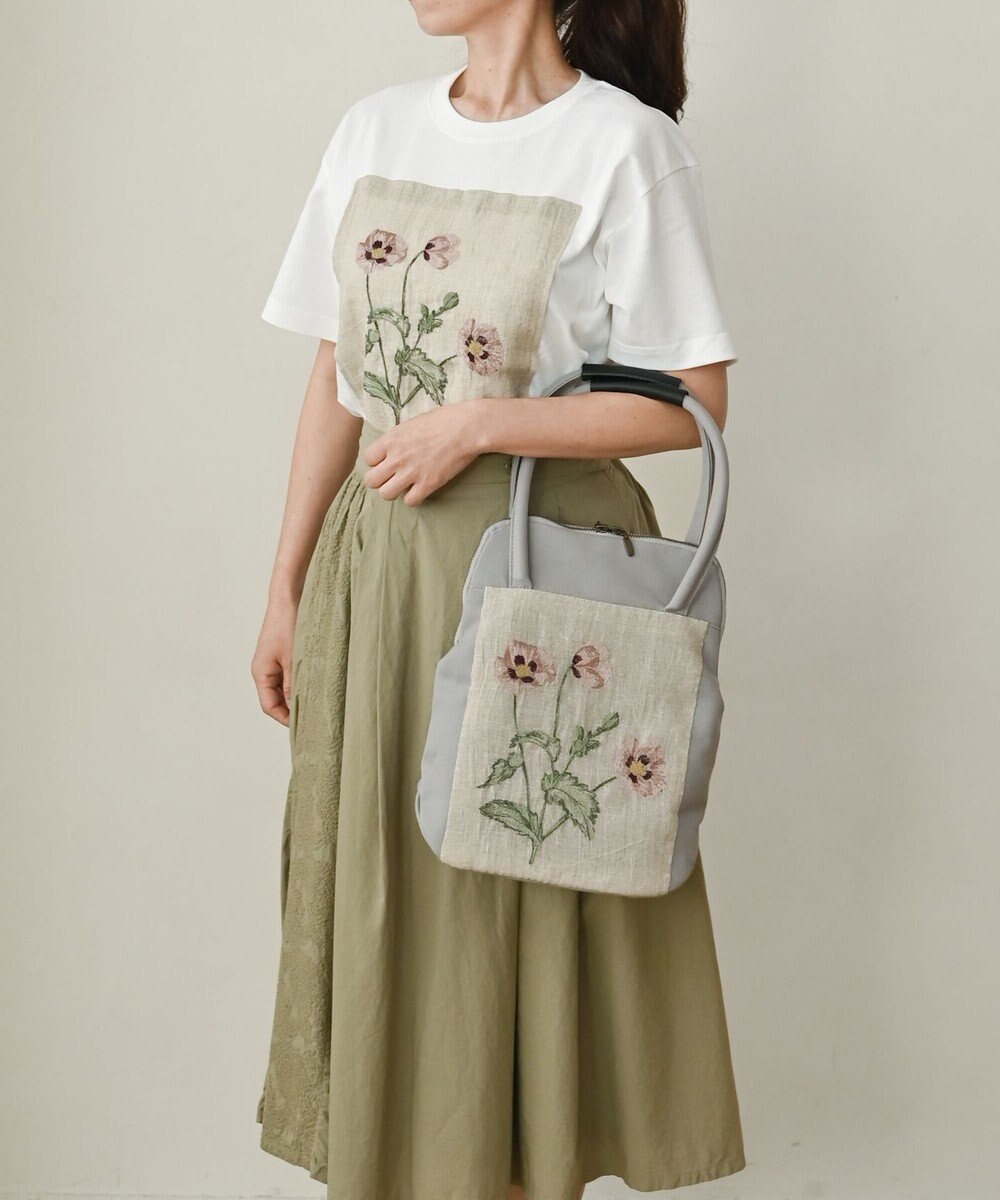 AND WOOL ポピー押し花刺繍バッグ 