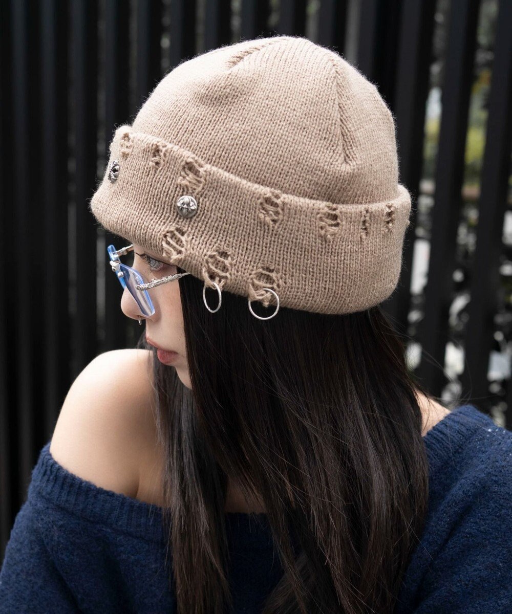 WEGO メタルチャームニットキャップ 