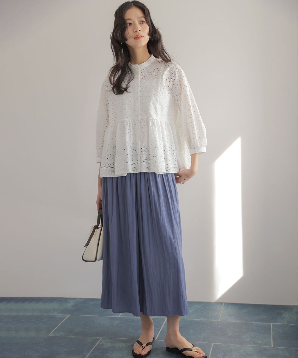 組曲 エンブロイダリーレーススタンドネック ブラウス 