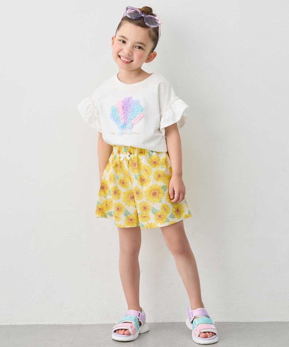 ANY KIDS 【綿100%】ひんやり フリル袖 もしゃもしゃTシャツ 