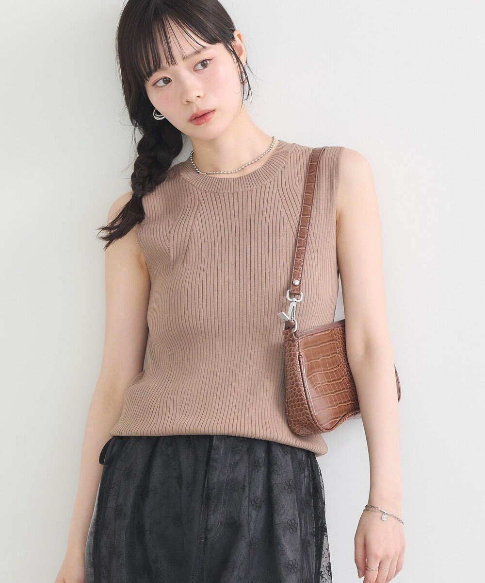 earth music&ecology ランダムリブノースリーブニット 