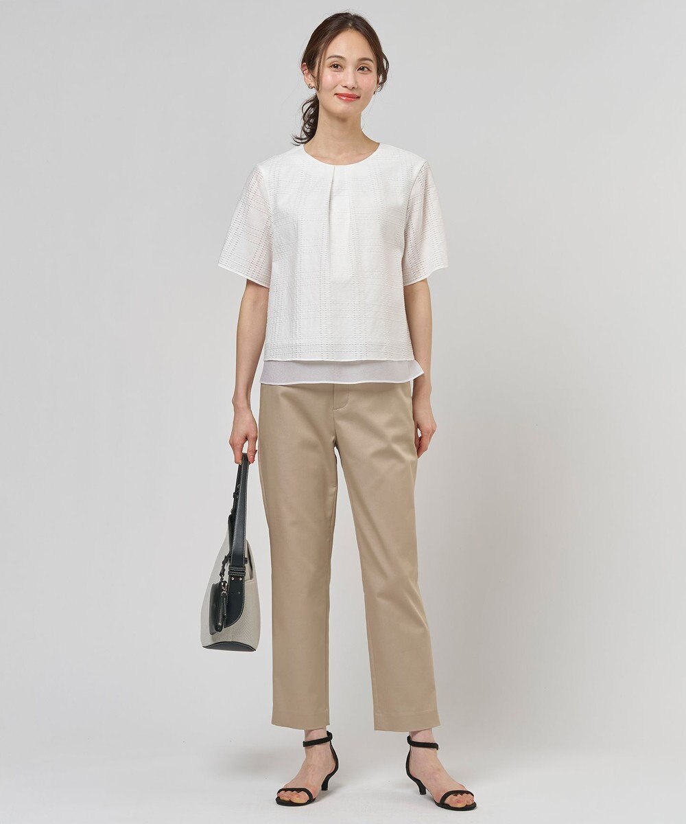 J.PRESS LADIES 【WEB限定カラーあり】TCシャンブレーサテンST テーパード パンツ 