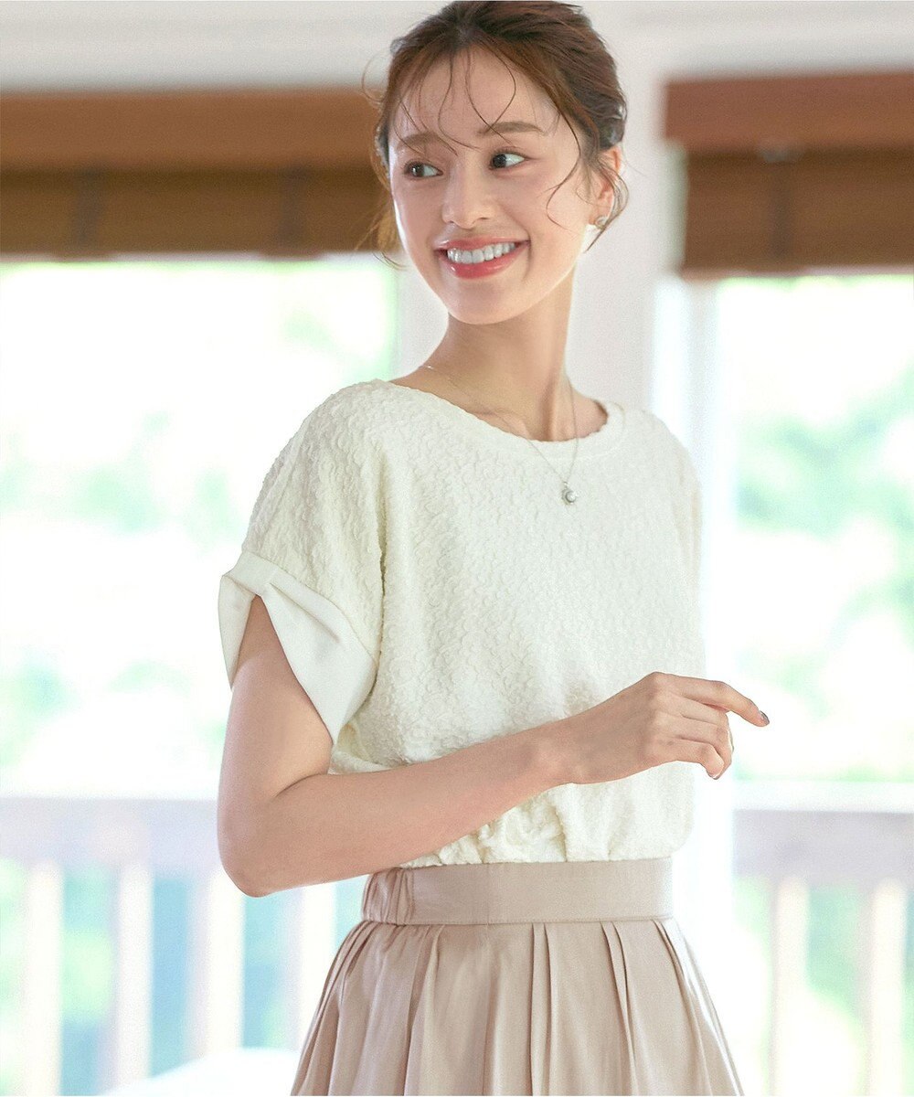 Tiaclasse 【洗える】ふくれジャカードカフス付きカットソー 
