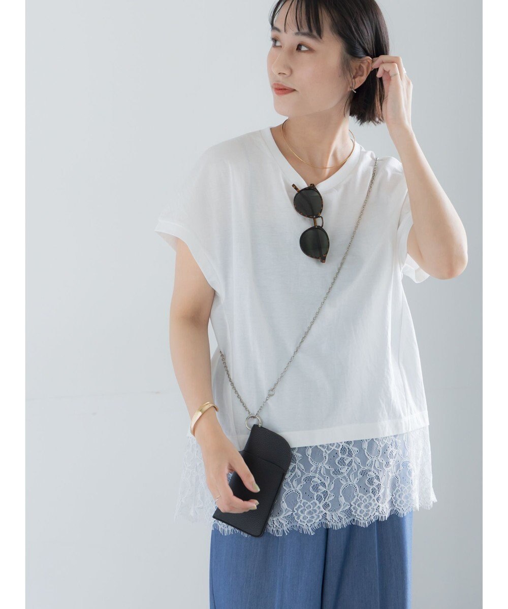 Te chichi 【接触冷感/マシンウォッシャブル】レースヘムTシャツ《2026 SUMMER LOOK item》 