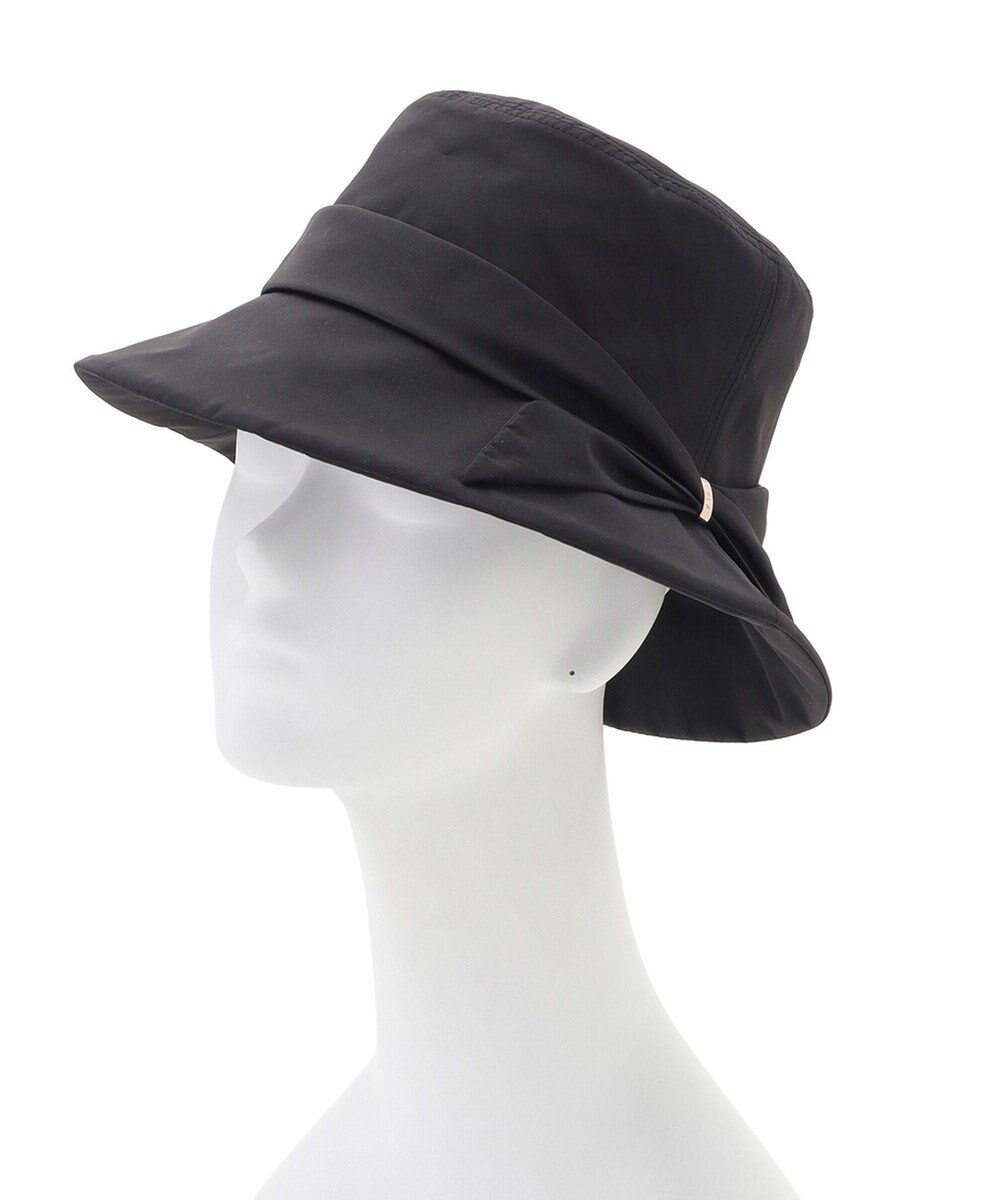 MOONBAT 【遮光100％・遮熱】FURLA(フルラ)リボン巻きダウン ハット 帽子 ロゴチャーム サイズ調整 撥水性 