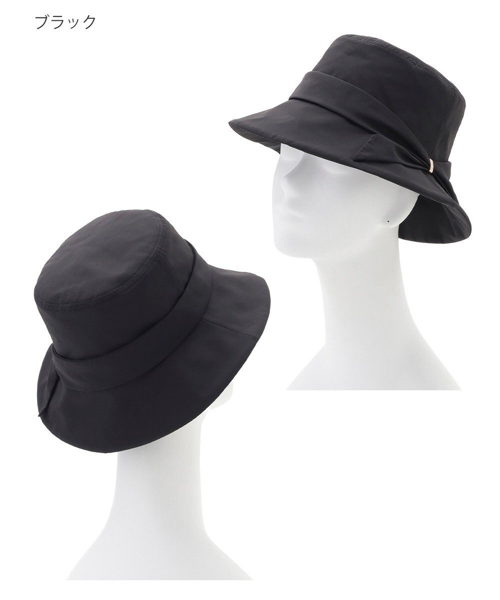 MOONBAT 【遮光100％・遮熱】FURLA(フルラ)リボン巻きダウン ハット 帽子 ロゴチャーム サイズ調整 撥水性 