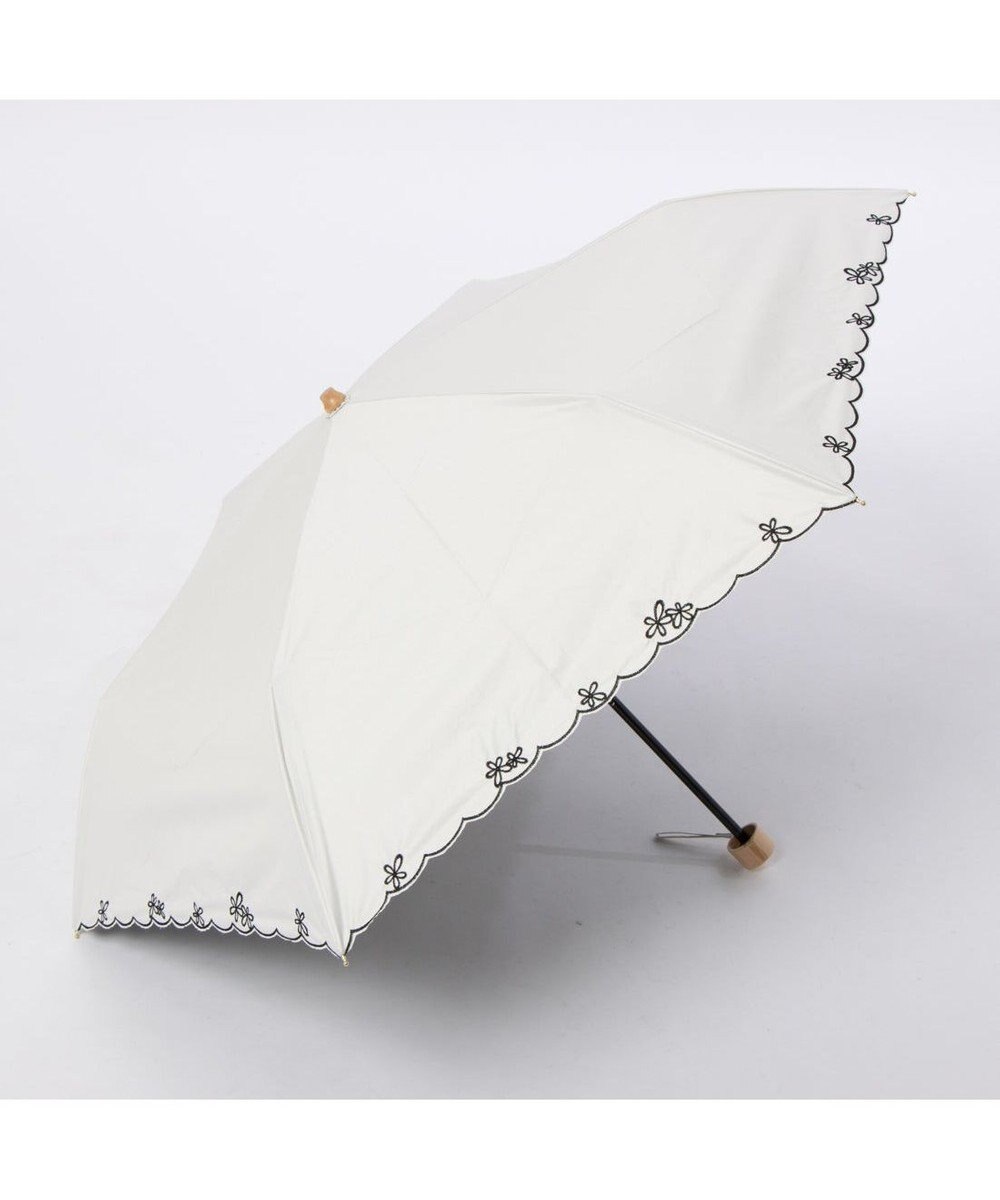 UNBILLION カシュネ cachenez /【晴雨兼用　日傘　UVカット率・遮光率100％生地使用 】PUプチフラワー刺繍ミニ折りたたみ傘 