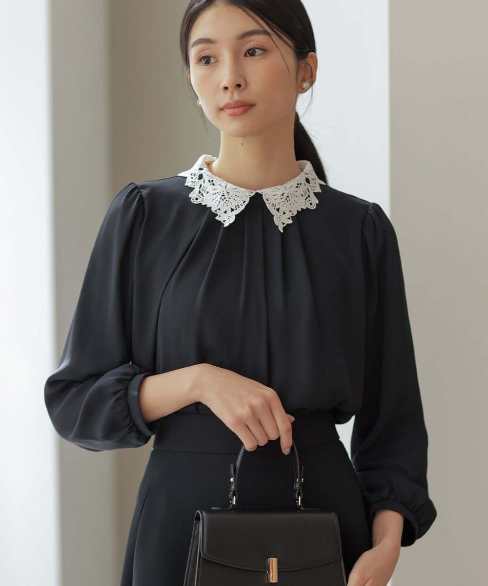 組曲 S 【WEB限定・2WAY】ジョーゼットシフォンレース襟 ブラウス 