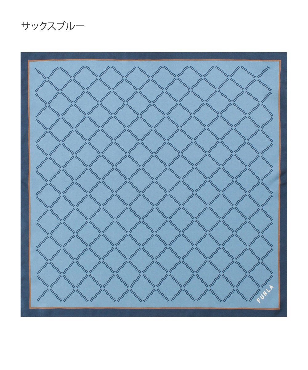 MOONBAT 【シルク100%】FURLA (フルラ) ダイアゴナルチェック 格子柄 シルクプリントスカーフ 58cm×58cm UV対策 手洗い可能 