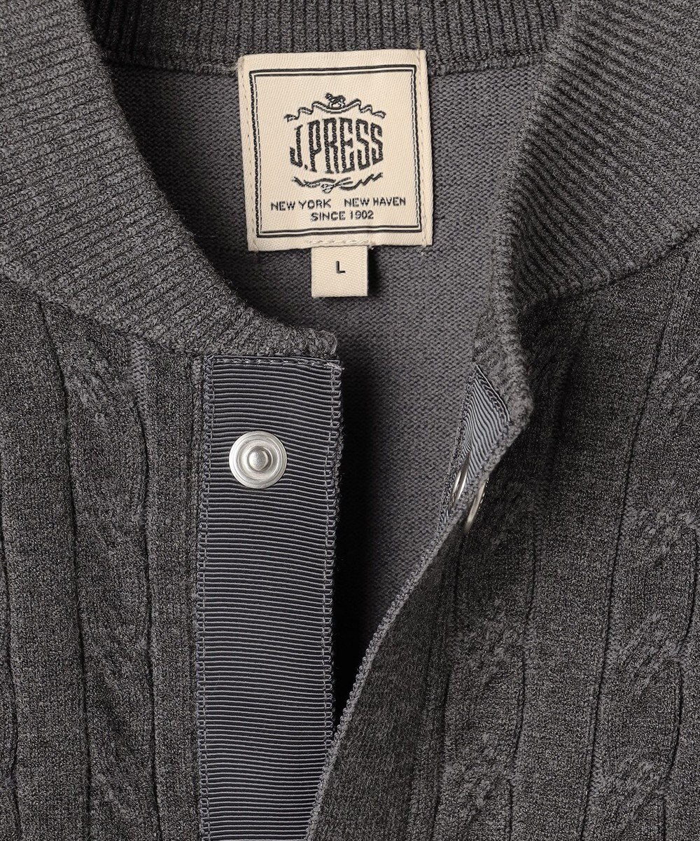 J.PRESS MEN 羽織るだけで整う大人の品格【ストレッチ / イージーケア】【FLEX YARN】ケーブルニット ブルゾンライク カーディガン 