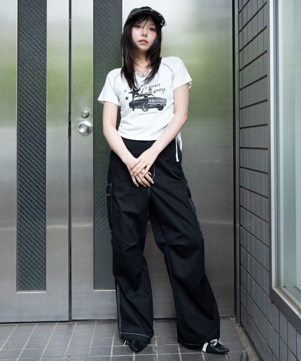 WEGO キーネックサイドレースアップちびT 
