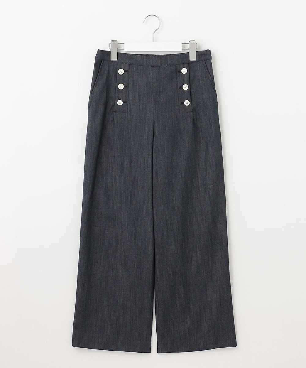 J.PRESS LADIES 【洗える】セルロースシャンブレー セミワイド マリン パンツ 