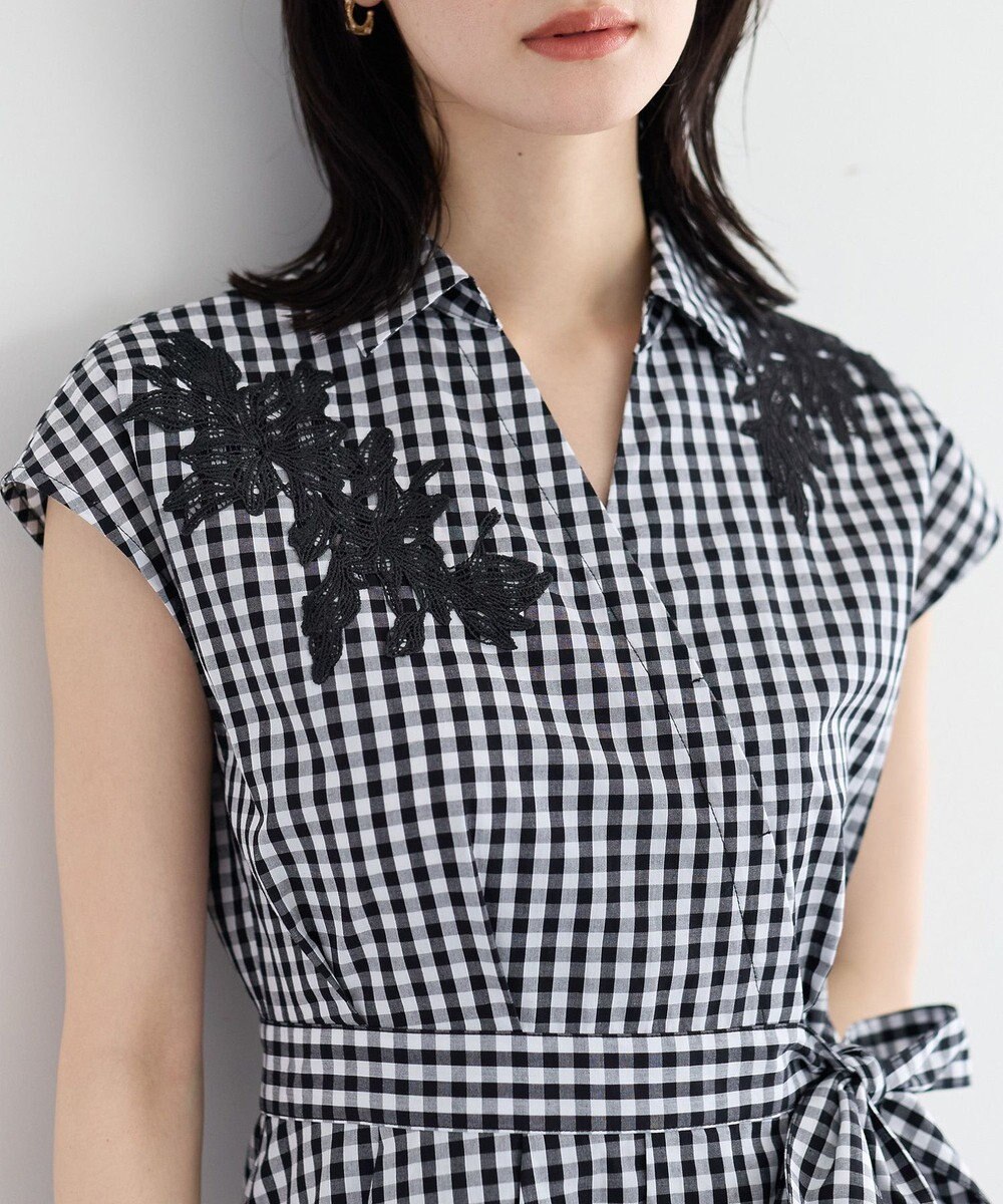 YECCA VECCA フラワーレースカシュクールワンピース 